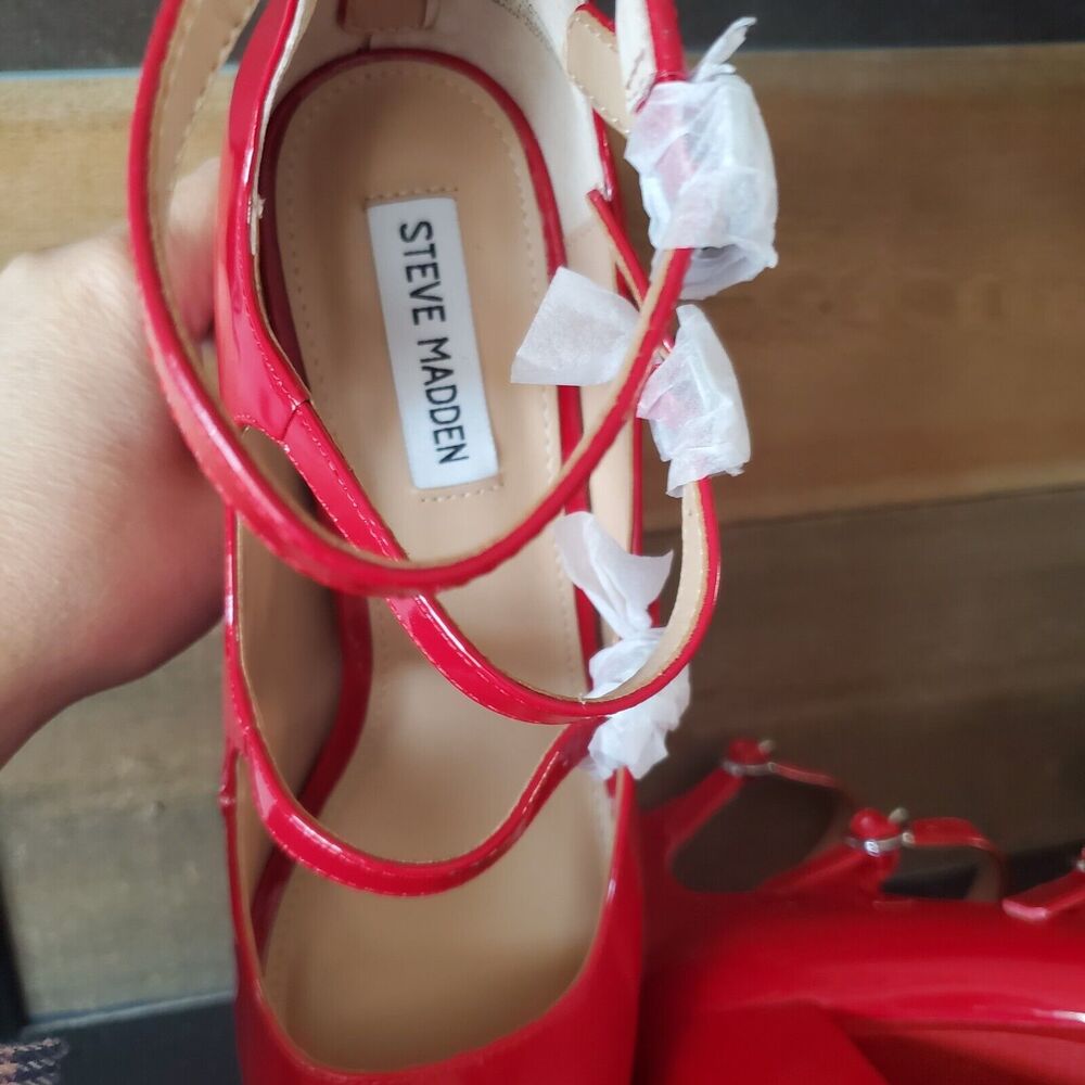 Steve Madden Mary Jane Chunky High Heels 3 Buckle Pumps Fashion Shoes Women 9.5M - Picture 10 of 11